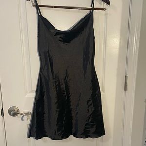 Mid-thigh black satin Shein Dress
